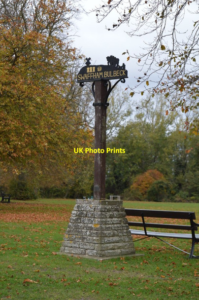 Photo 6"x4" Village sign Swaffham Bulbeck c2018