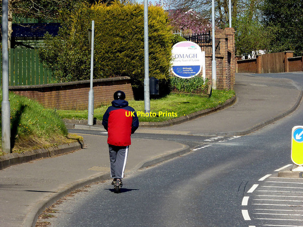Photo 6"x4" Man on scooter along Hospital Road, Campsie Omagh c2020