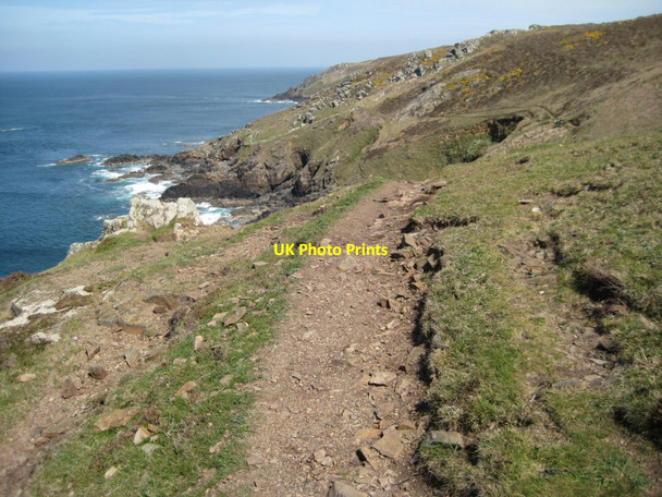 Photo 6"x4" Coast path above Treveal Cliff Tremedda c2010
