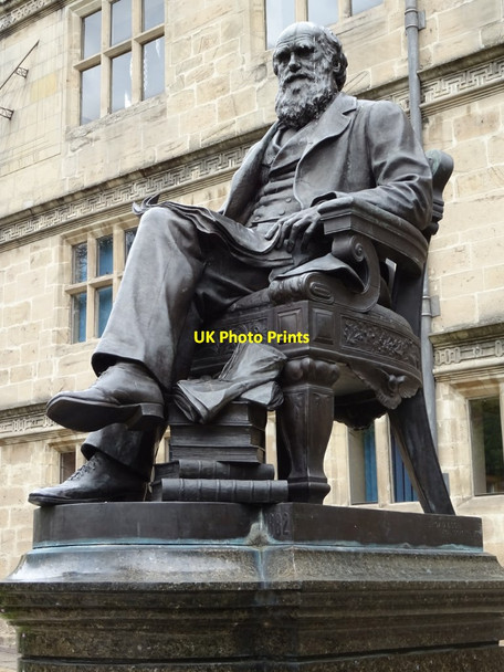 Photo 6"x4" Statue of Charles Darwin Shrewsbury c2018