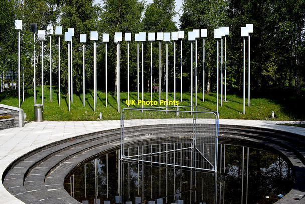 Photo 6"x4" Cage stuck in the middle of the Memorial Garden pond, Omagh Omagh c2020