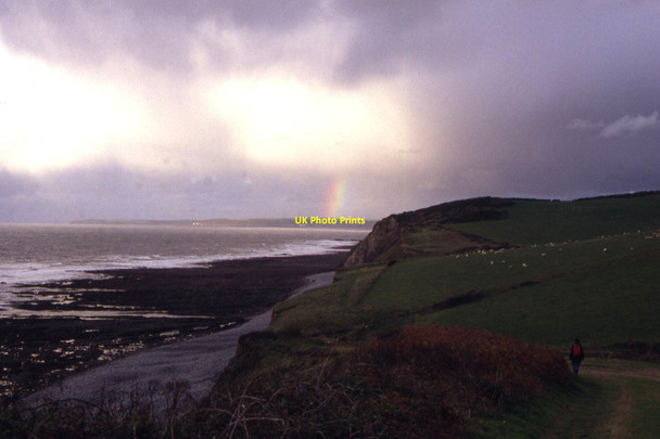 Photo 6"x4" Walking the coast path at Abbotsham Cliff at the end of the day Rickard's Down c1994