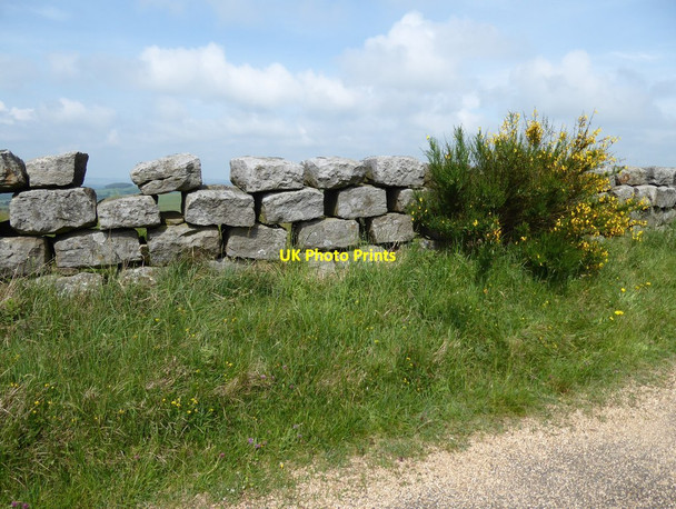 Photo 6"x4" Wall made from stone block railway sleepers Waskerley c2020