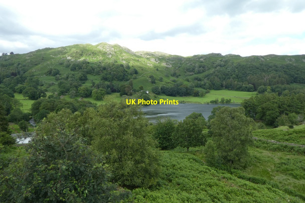 Photo 6"x4" Loughrigg Tarn from Neaum Crag Skelwith Bridge c2020