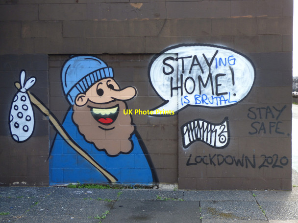 Photo 6"x4" Coronavirus (covid-19) stay Home graffiti at Customhouse Quay Glasgow c2020