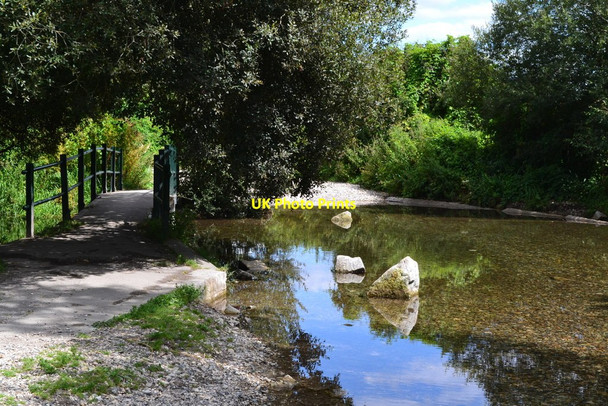 Photo 6"x4" Ford and footbridge in Great Drove Winterbourne Dauntsey c2020