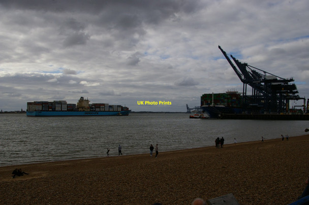 Photo 6"x4" Container ships in Felixstowe port, from the viewing area Felixstowe c2020