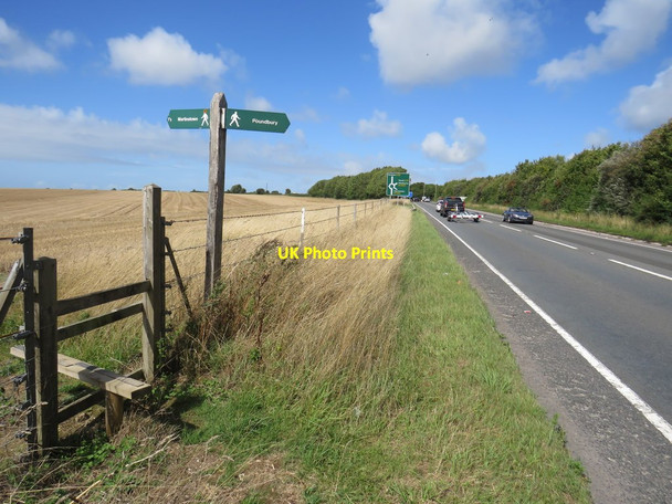 Photo 6"x4" A35 and footpath near Poundbury Dorchester\/SY6890 c2020