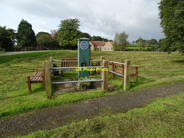 Photo 6"x4" Sawley village pump  and village green Sawley\/SE2467 c2020