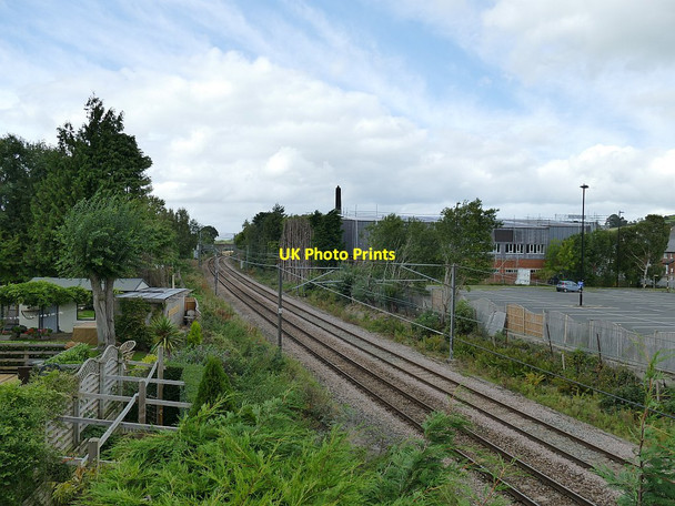 Photo 6"x4" Railway north from Ings Crescent footbridge Guiseley c2020