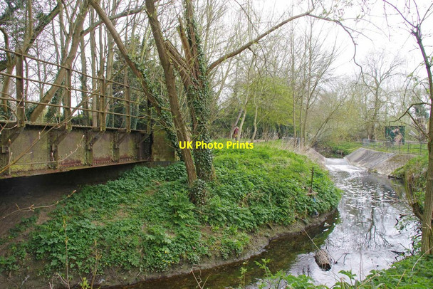 Photo 6"x4" Weir & Old Railway Calford Green c2021