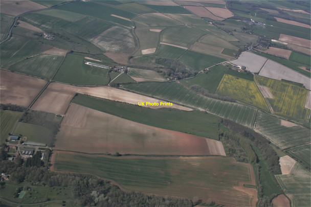 Photo 6"x4" Crop marks and a red tinge in a field at Dalby: aerial 2021 Dalby\/TF4070 c2021