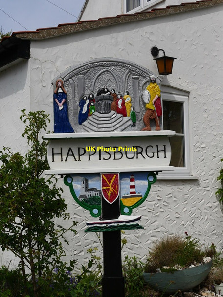 Photo 6"x4" Happisburgh Village Sign Happisburgh c2021