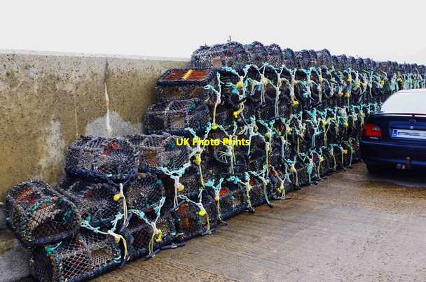 Photo 6"x4" Fishing baskets on the pier, Magheraroaty\/Machaire Rabhartaigh, Co. Donegal Meenlaragh c2017