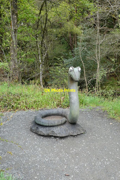 Photo 6"x4" Carved snake in Hamsterley Forest Bedburn c2021