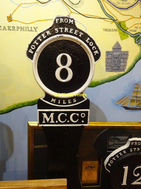Photo 6"x4" Milestone 8, Fourteen Locks Canal Centre Cefn\/ST2788 c2021