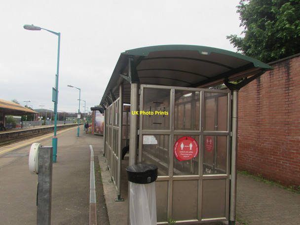 Photo 6"x4" Social Distancing notice on Caerphilly railway station Caerphilly\/Caerffil c2021