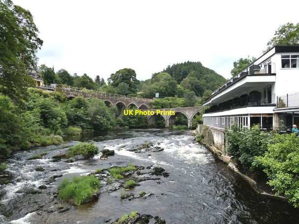 Photo 6"x4" View upstream from the Chain Bridge Llangollen c2021
