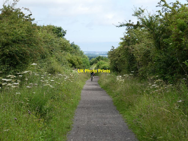 Photo 6"x4" Cyclist on Bowes Railway Path Beacon Lough c2021