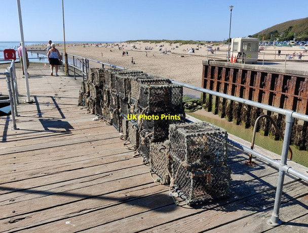 Photo 6"x4" Lobster pots on the wharf at Aberdovey Aberdyfi c2021