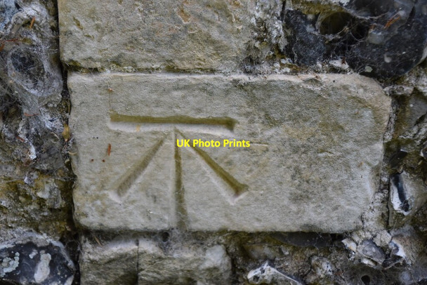 Photo 6"x4" Benchmark, Church of St Mary Crundale\/TR0749 c2020