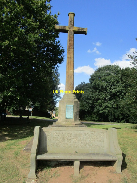 Photo 6"x4" Snitterfield War Memorial and bench Snitterfield c2021