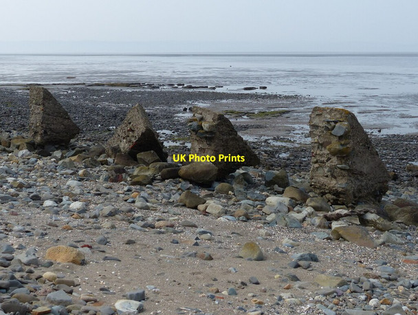Photo 6"x4" Old sea defences along the shoreline at Lavan Sands Abergwyngregyn c2019