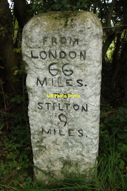 Photo 6"x4" Old Milestone, Ermine Street Alconbury c2021