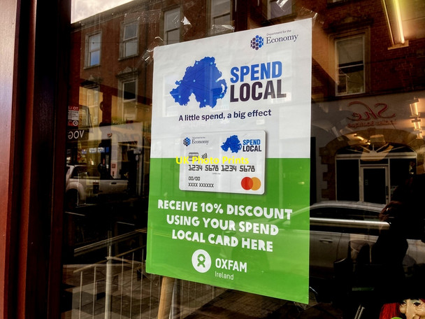Photo 6"x4" Spend Local Voucher Scheme poster Omagh c2021