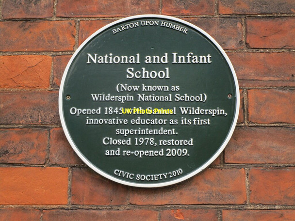 Photo 6"x4" Plaque to Samuel Wilderspin Barton-Upon-Humber c2021