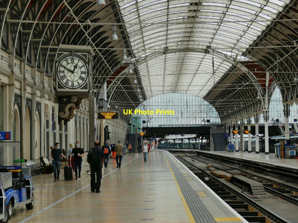 Photo 6"x4" Platform 1 with clock, Paddington Station Paddington\/TQ2681 c2021