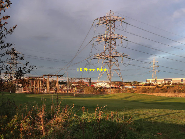 Photo 6"x4" Grid pylons and a substation near Newhouse Biggar Road c2021