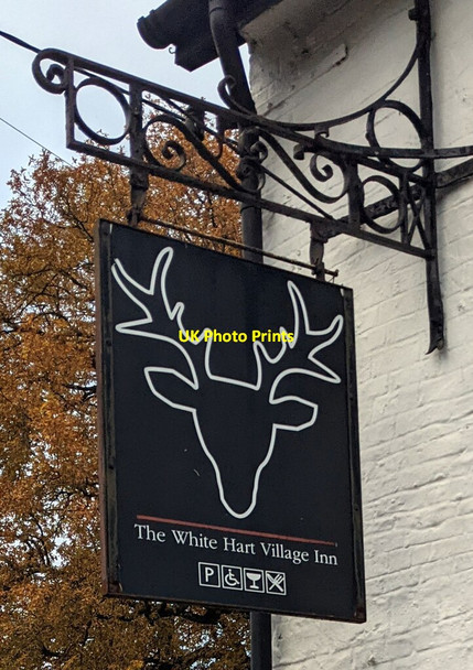 Photo 6"x4" White Hart Village Inn name sign, Llangybi, Monmouthshire Llangybi\/ST3796 c2021