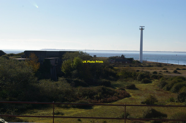Photo 6"x4" Landguard Fort: view from the roof towards Right Battery and the port radar tower The Port of Felixstowe c2021