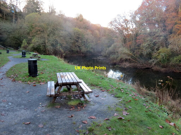 Photo 6"x4" Bord bicnig ar lan Afon Teifi \/ Picnic table on the Teifi River Cilgerran c2021
