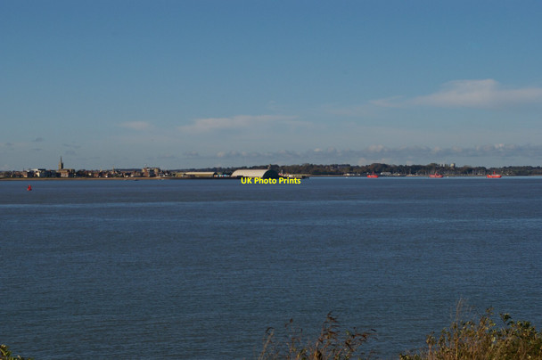Photo 6"x4" Landguard Fort: view from Darell's Battery towards Harwich The Port of Felixstowe c2021