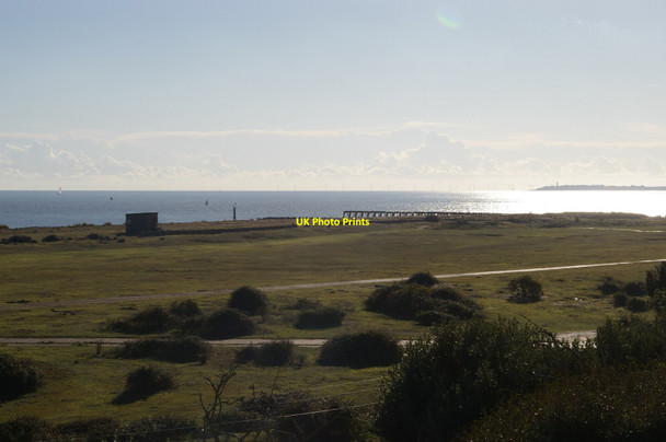 Photo 6"x4" Landguard Point: view southwards from Right Battery of the fort The Port of Felixstowe c2021