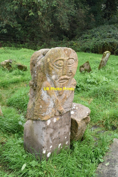 Photo 6"x4" Janus Figure, Caldragh Cemetery Pettigoe c2021 P1