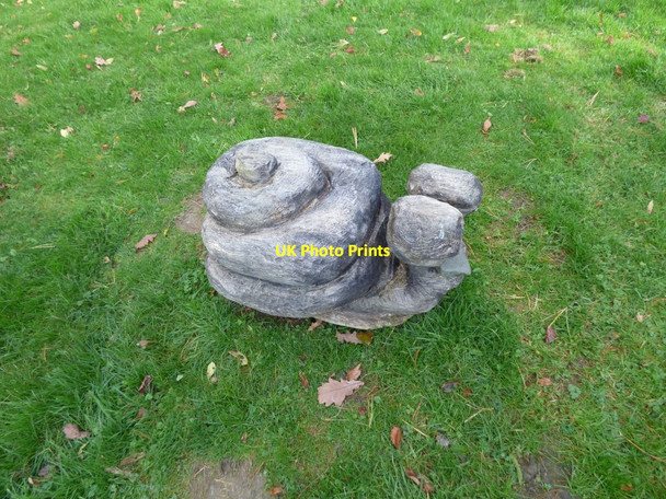 Photo 6"x4" Snail carving Llanwddyn c2016