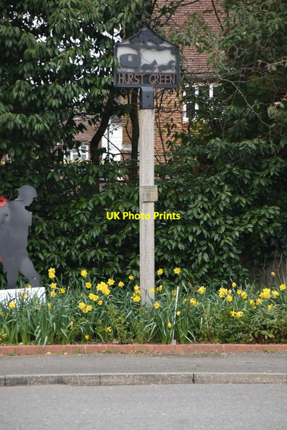 Photo 6"x4" Hurst Green Village sign Hurst Green\/TQ7327 c2021