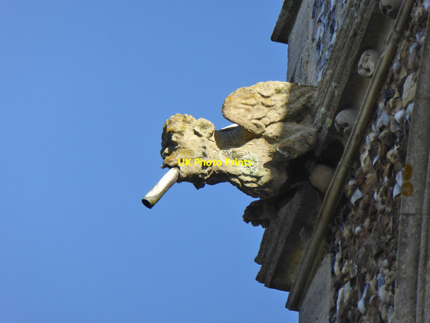 Photo 6"x4" Gargoyle, Brantham church tower Brantham c2017