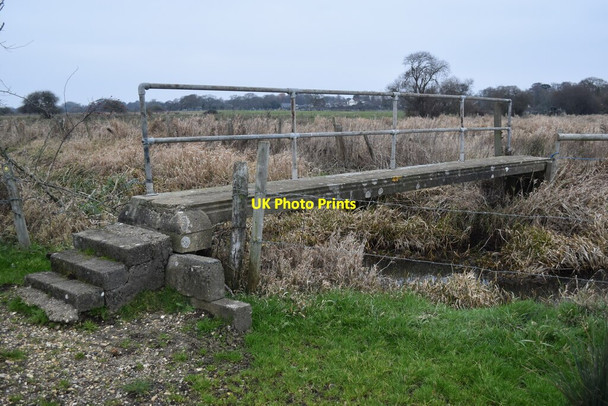 Photo 6"x4" Footbridge over drainage ditch in marshland west of Burton Christchurch\/SZ1592 c2022