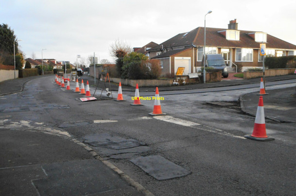 Photo 6"x4" Roadworks at the roundabout Summerston c2022