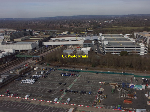 Photo 6"x4" Car parks at Gatwick from the air Lowfield Heath c2022