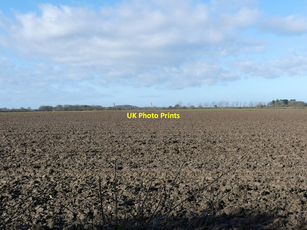 Photo 6"x4" Ploughed field with Lighthouse in distance Lessingham c2022