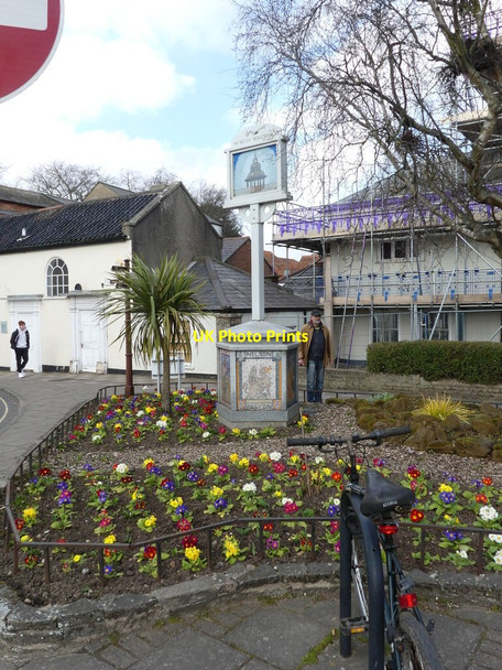Photo 6"x4" North Walsham Town Sign and flower bed North Walsham c2022