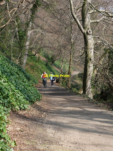 Photo 6"x4" Cyclist and walker on the Fife Coastal Path Burntisland c2022