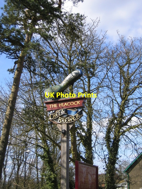 Photo 6"x4" Pub sign for The Peacock, Forhill Forhill c2006