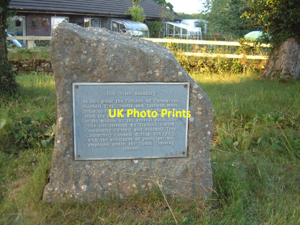 Photo 6"x4" Five Trees Boundary Stone Cwmcarvan c2000
