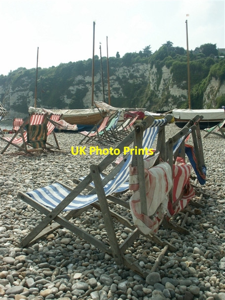 Photo 6"x4" Deckchairs and boats, Beer Seaton\/SY2490 c2006